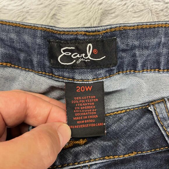 Earl Jeans Women 20W Skinny Ankle Blue Stretch Denim Zip Hem Mid Rise Faded Wash - Picture 4 of 11